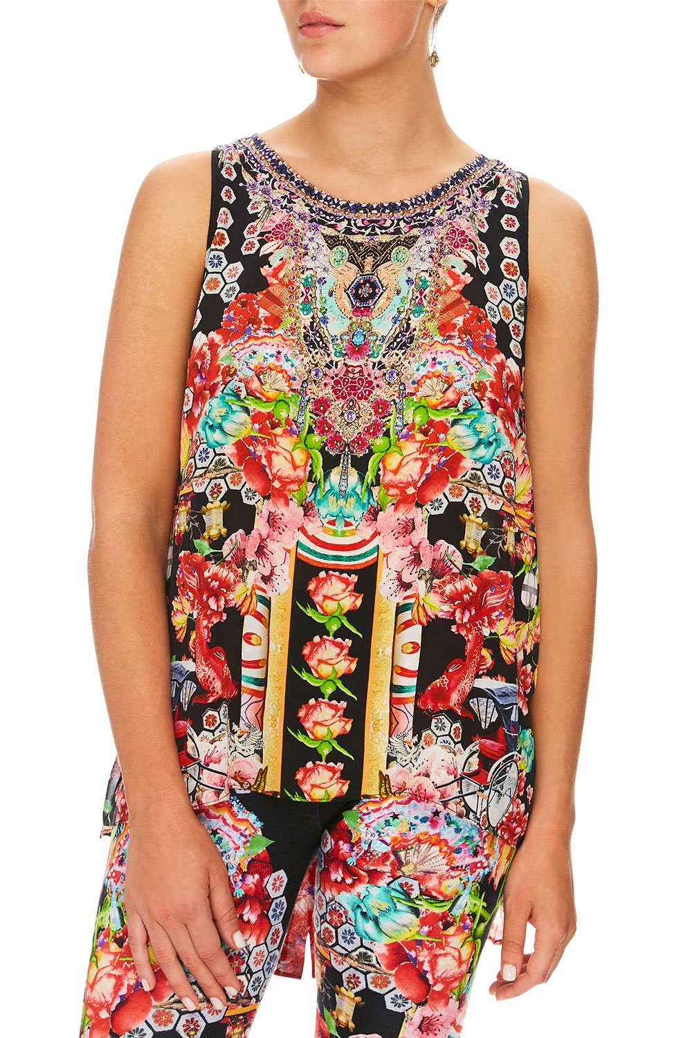 CAMILLA PAINTED LAND BUTTON BACK TOP