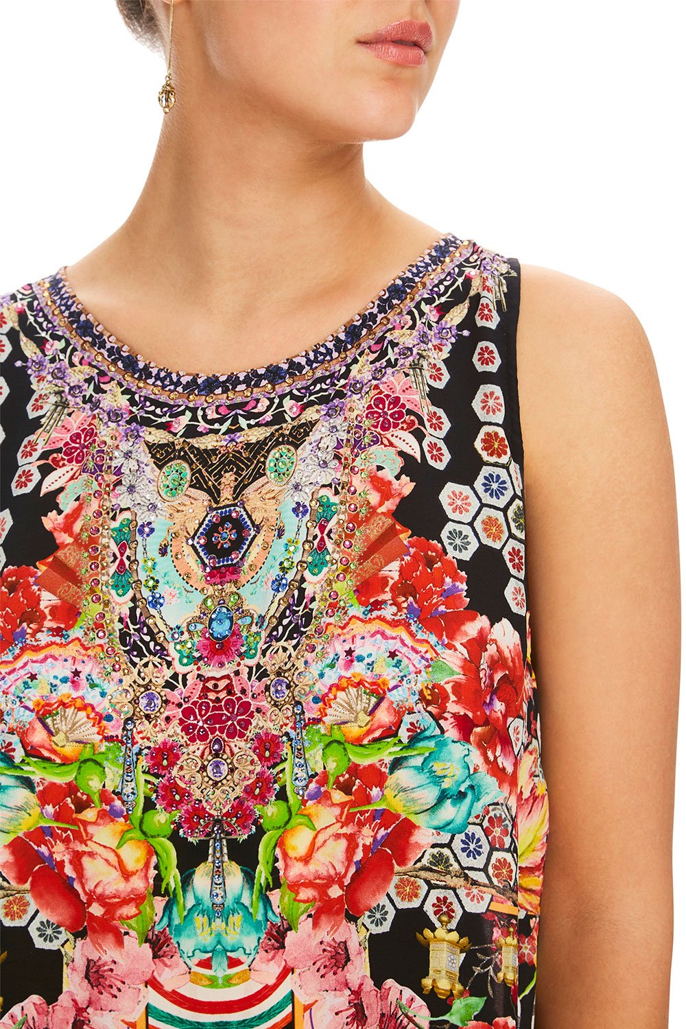 CAMILLA PAINTED LAND BUTTON BACK TOP