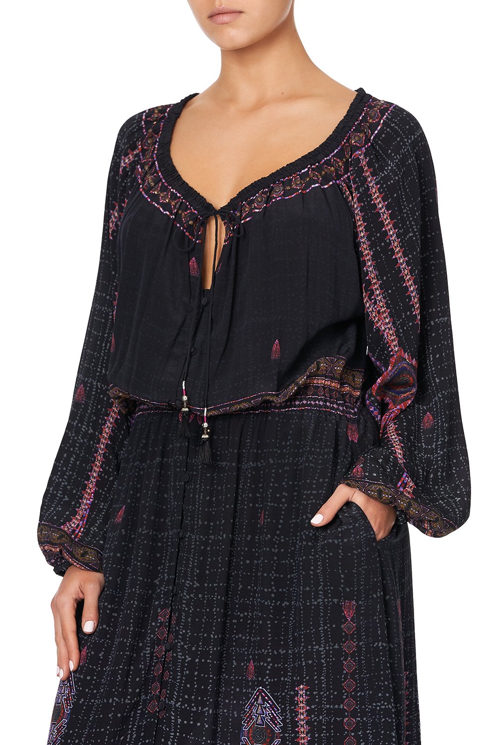 BUTTON DRESS WITH BLOUSON SLEEVE MINA MINA