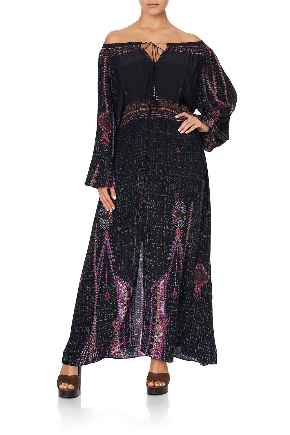 BUTTON DRESS WITH BLOUSON SLEEVE MINA MINA