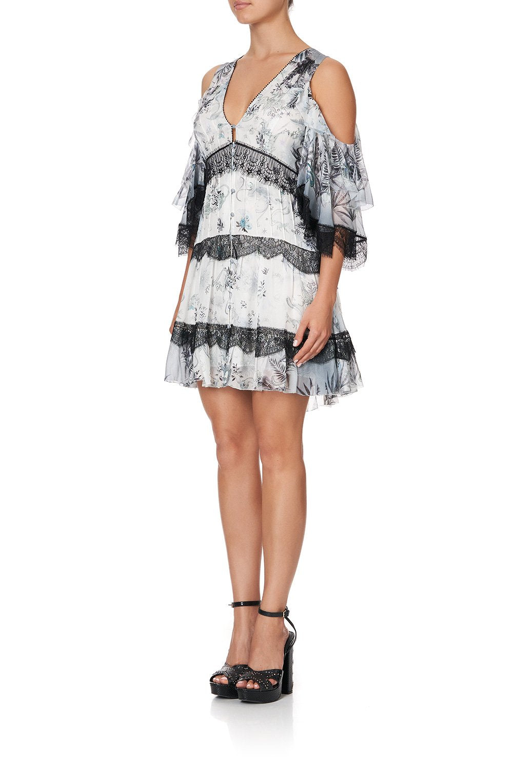 BUTTON UP DRESS WITH LACE INSERT MOONLIT MUSINGS