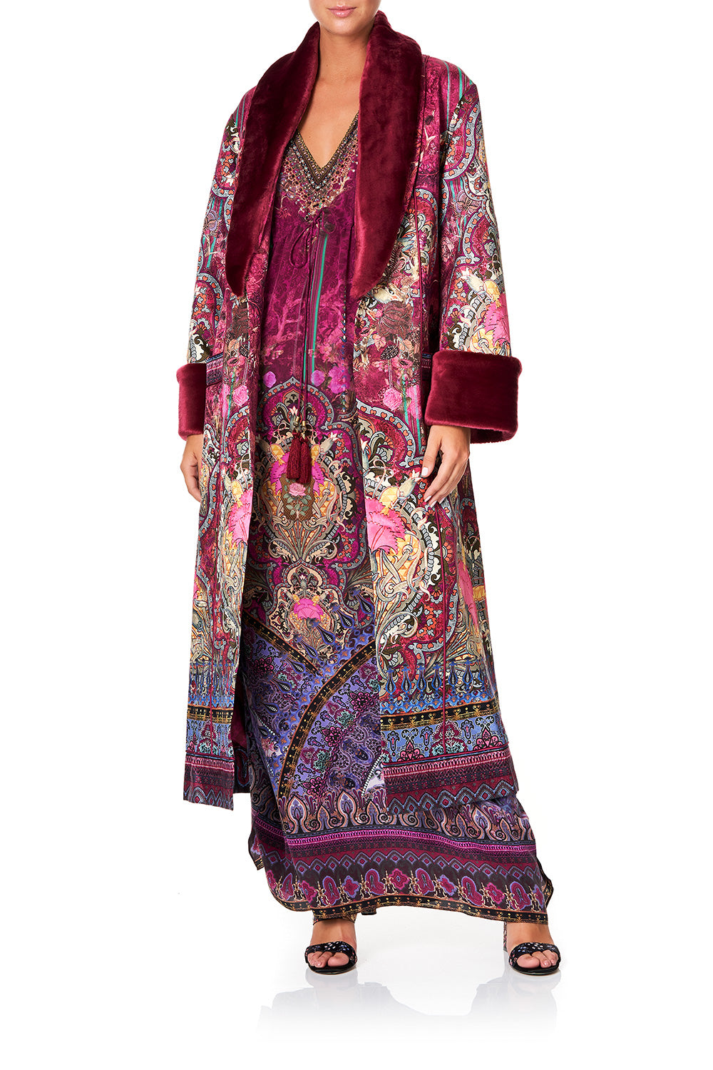 CAMILLA COAT WITH FUR TRIM AND BELT DAUGHTER'S DESTINY