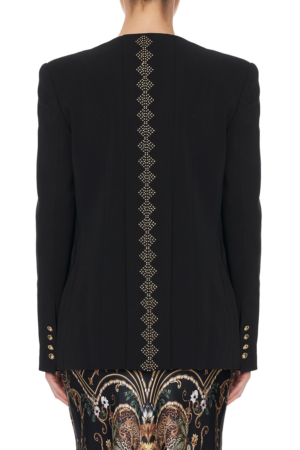 CONTRAST COLLAR SUIT JACKET - FLOW STUDIO 54