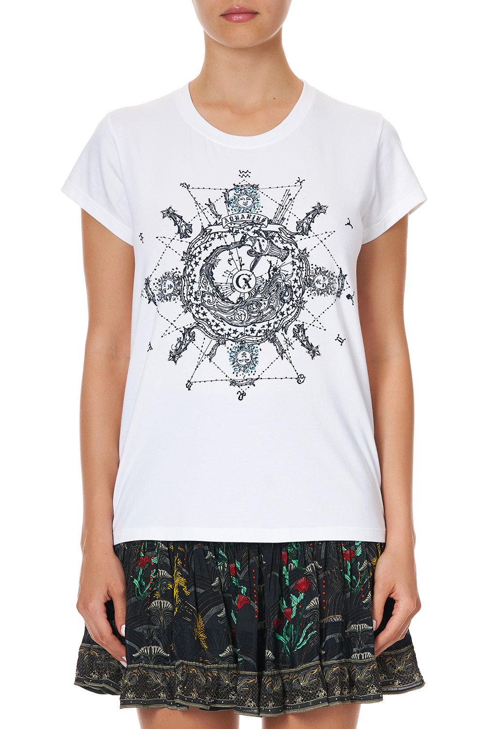 CURVED HEM FITTED TEE AQUARIUS