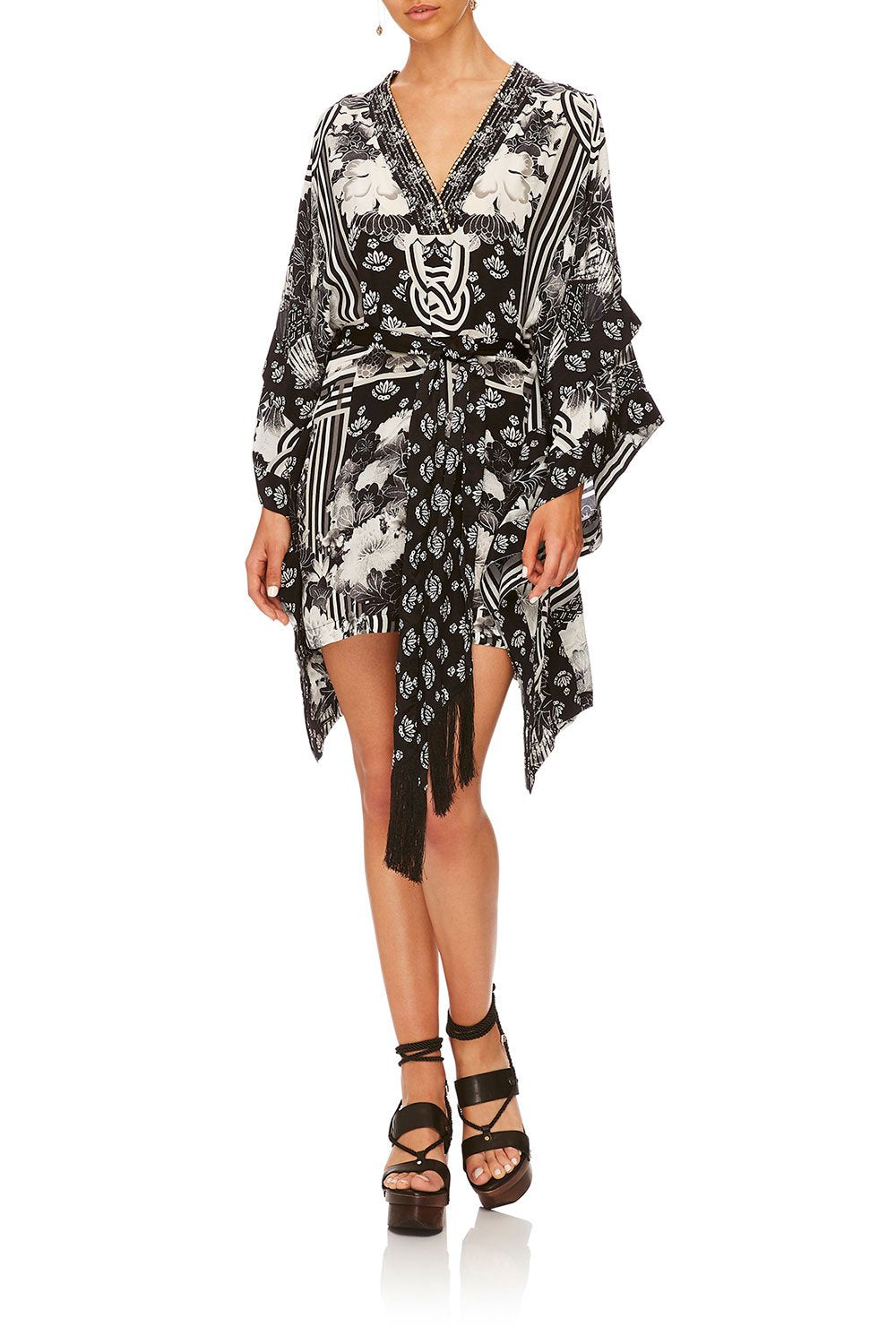 CAMILLA WILD MOONCHILD DOUBLE LAYER KIMONO SLEEVE DRESS