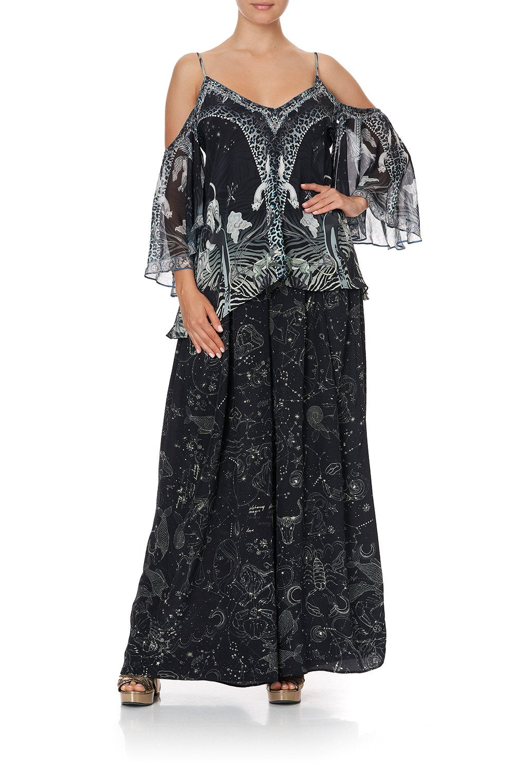 DROP SHOULDER STRAPPY BLOUSE ASTRO DISCO