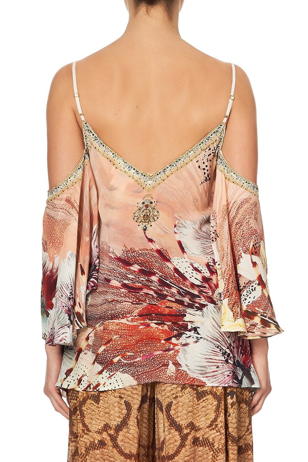 DROP SHOULDER STRAPPY BLOUSE COASTAL TREASURE