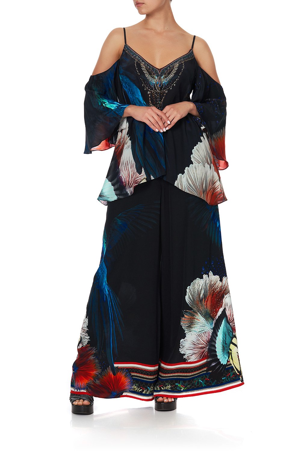 DROP SHOULDER STRAPPY BLOUSE NIGHT FLIGHT