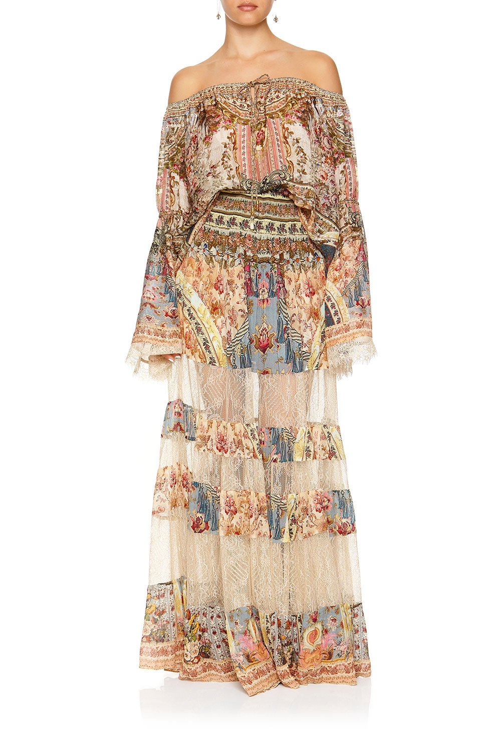 MAXI SKIRT WITH LACE INSERTS JEANNE QUEEN