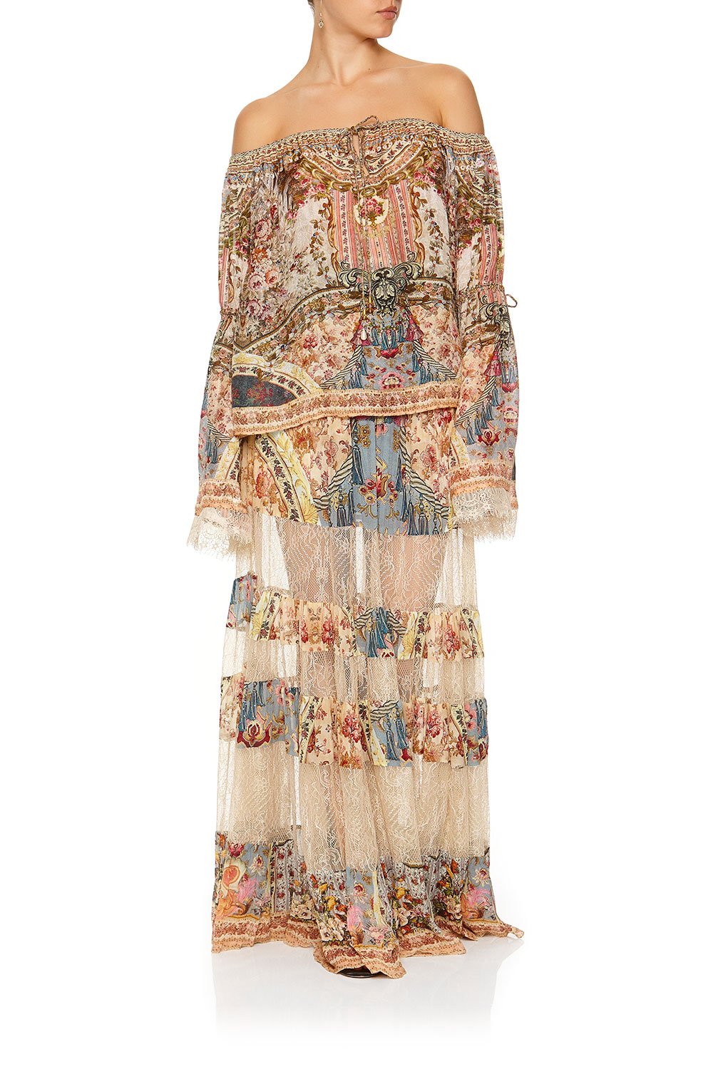 DROP SHOULDER TIE SLEEVE TOP JEANNE QUEEN