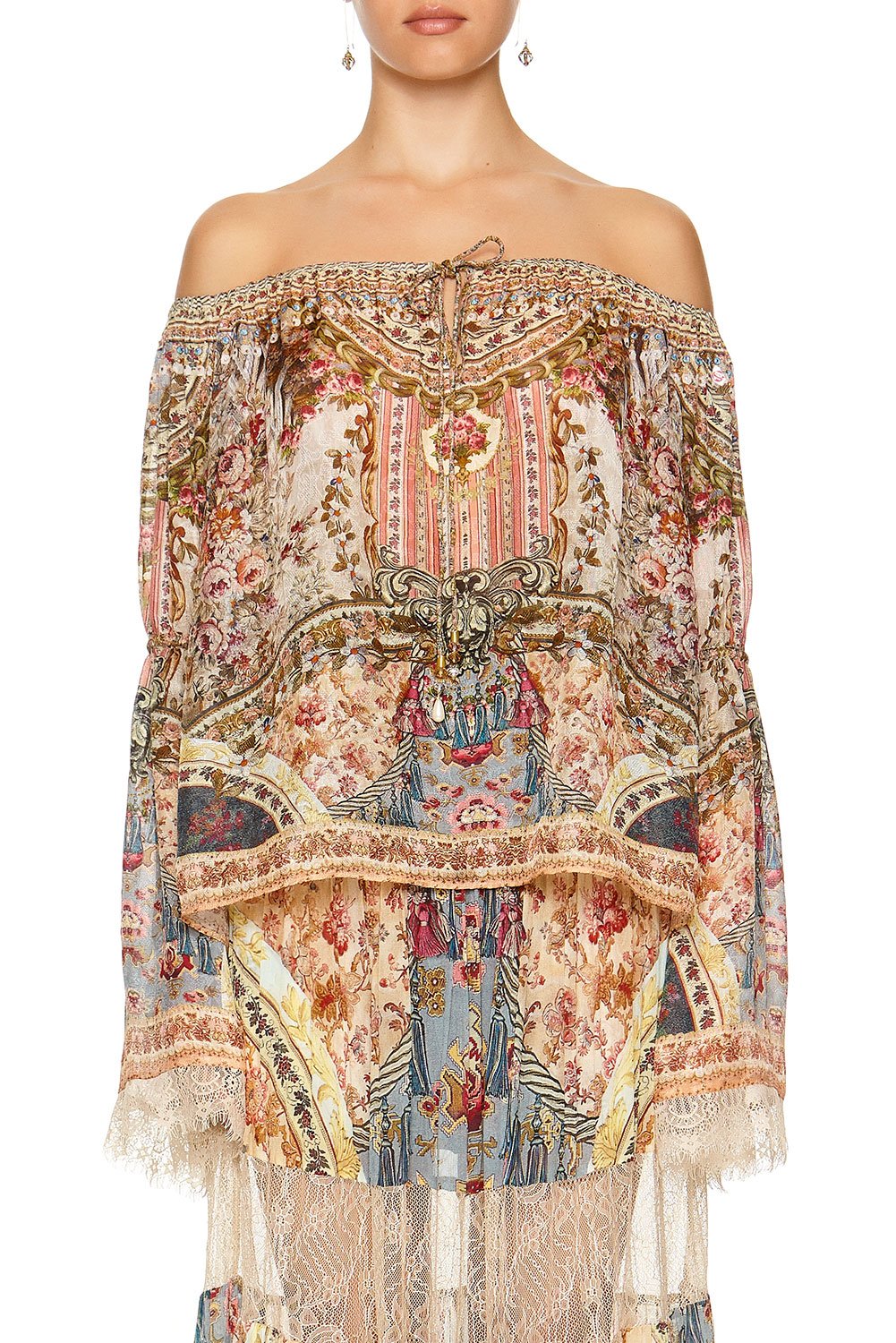 DROP SHOULDER TIE SLEEVE TOP JEANNE QUEEN