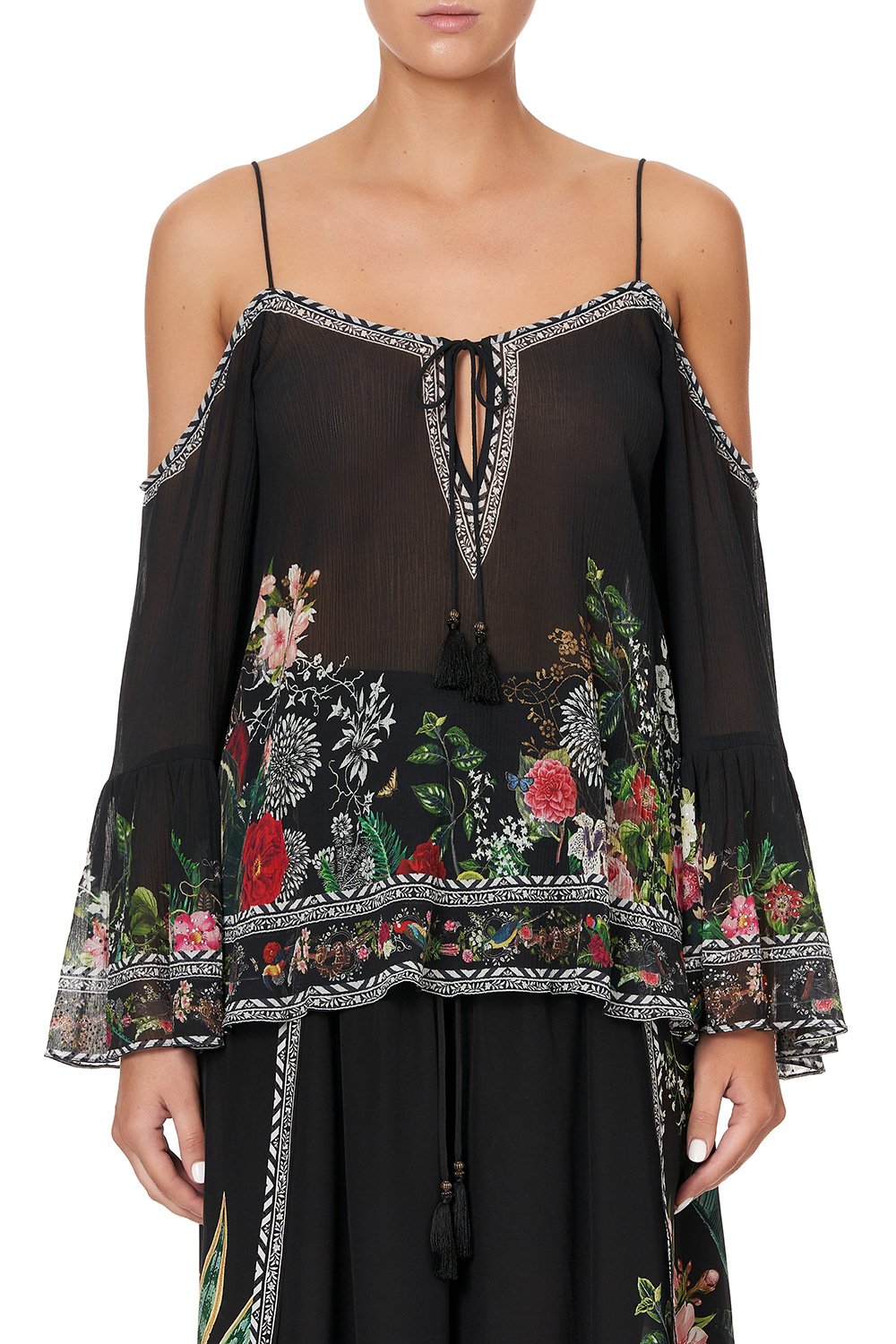 DROP SHOULDER TOP RAISED WITH WOLVES