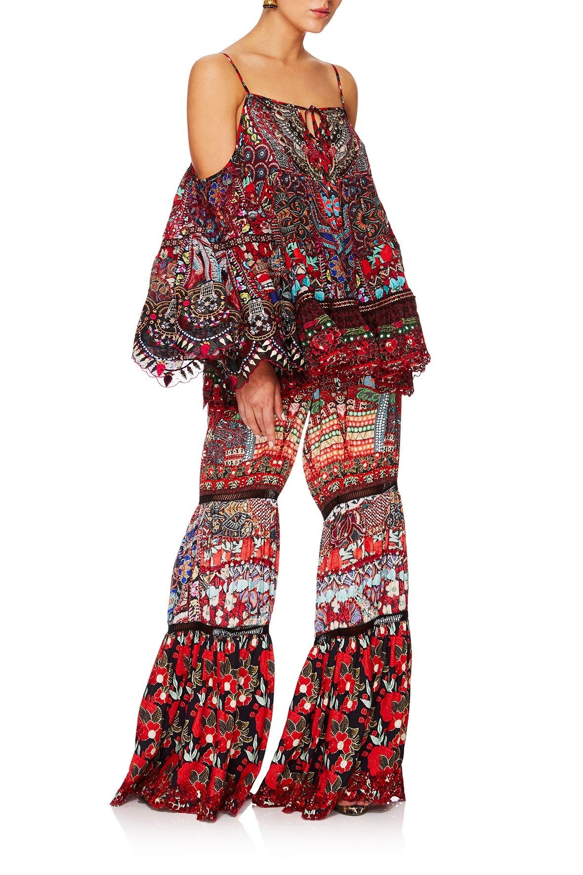 QUEEN ALIKA DROP SHOULDER TOP W INSERTS