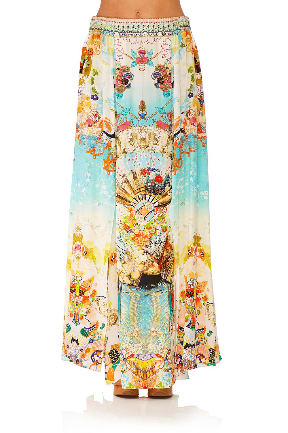 CAMILLA RETROS RAINBOW ELASTIC WAIST SKIRT W SPLITS