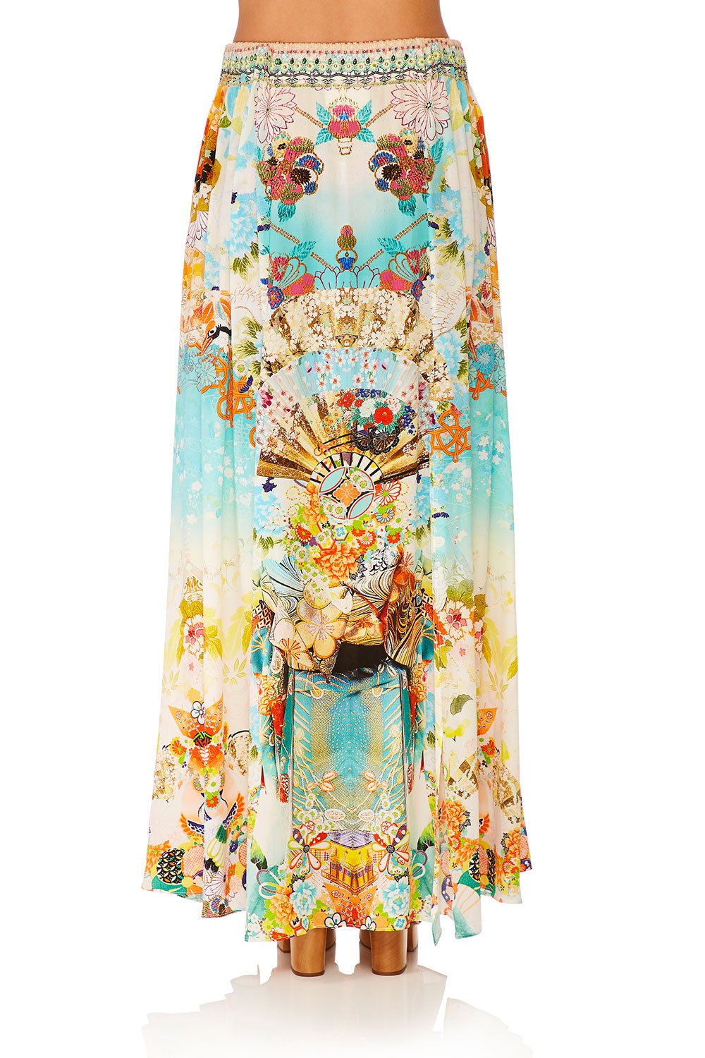 CAMILLA RETROS RAINBOW ELASTIC WAIST SKIRT W SPLITS