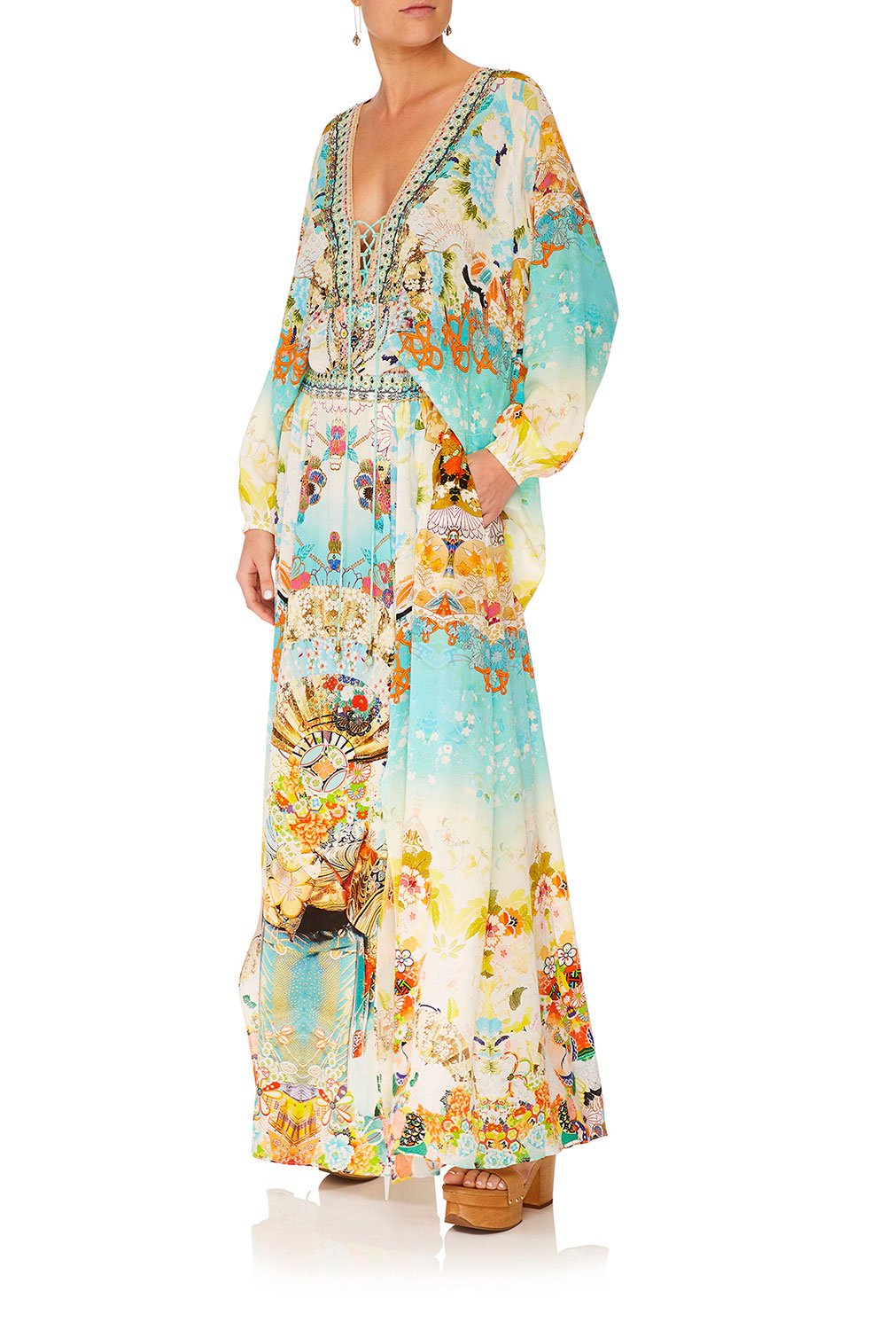 CAMILLA RETROS RAINBOW ELASTIC WAIST SKIRT W SPLITS