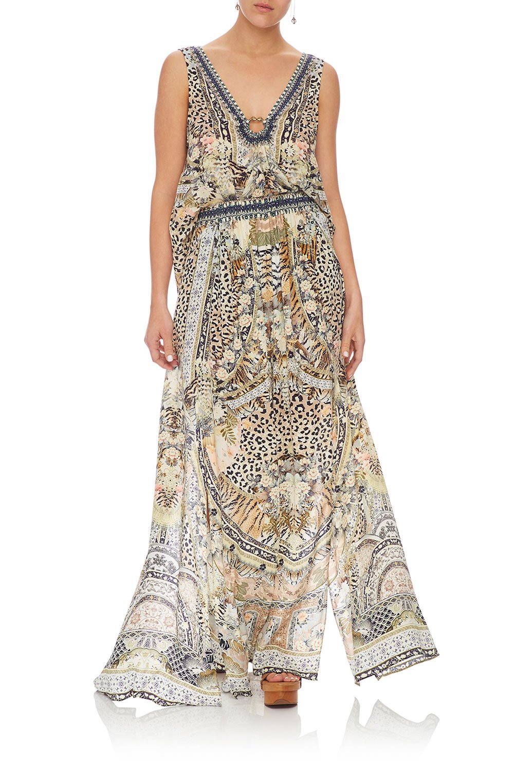 CAMILLA ELASTIC WAIST SKIRT W/ SPLITS MOTO MAIKO