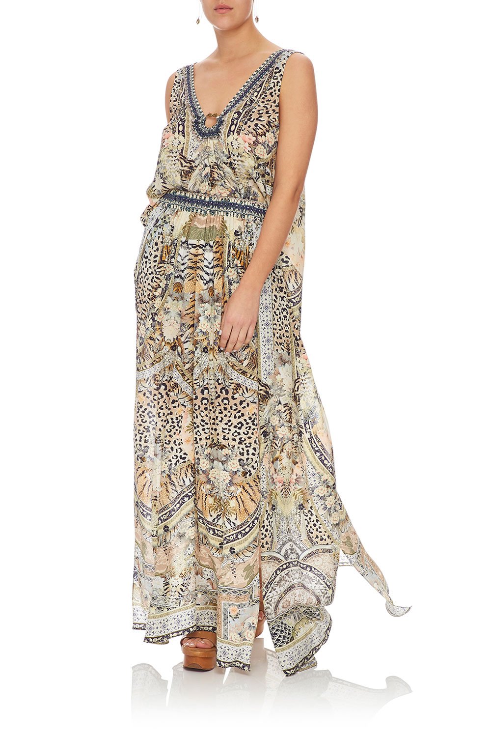 CAMILLA ELASTIC WAIST SKIRT W/ SPLITS MOTO MAIKO