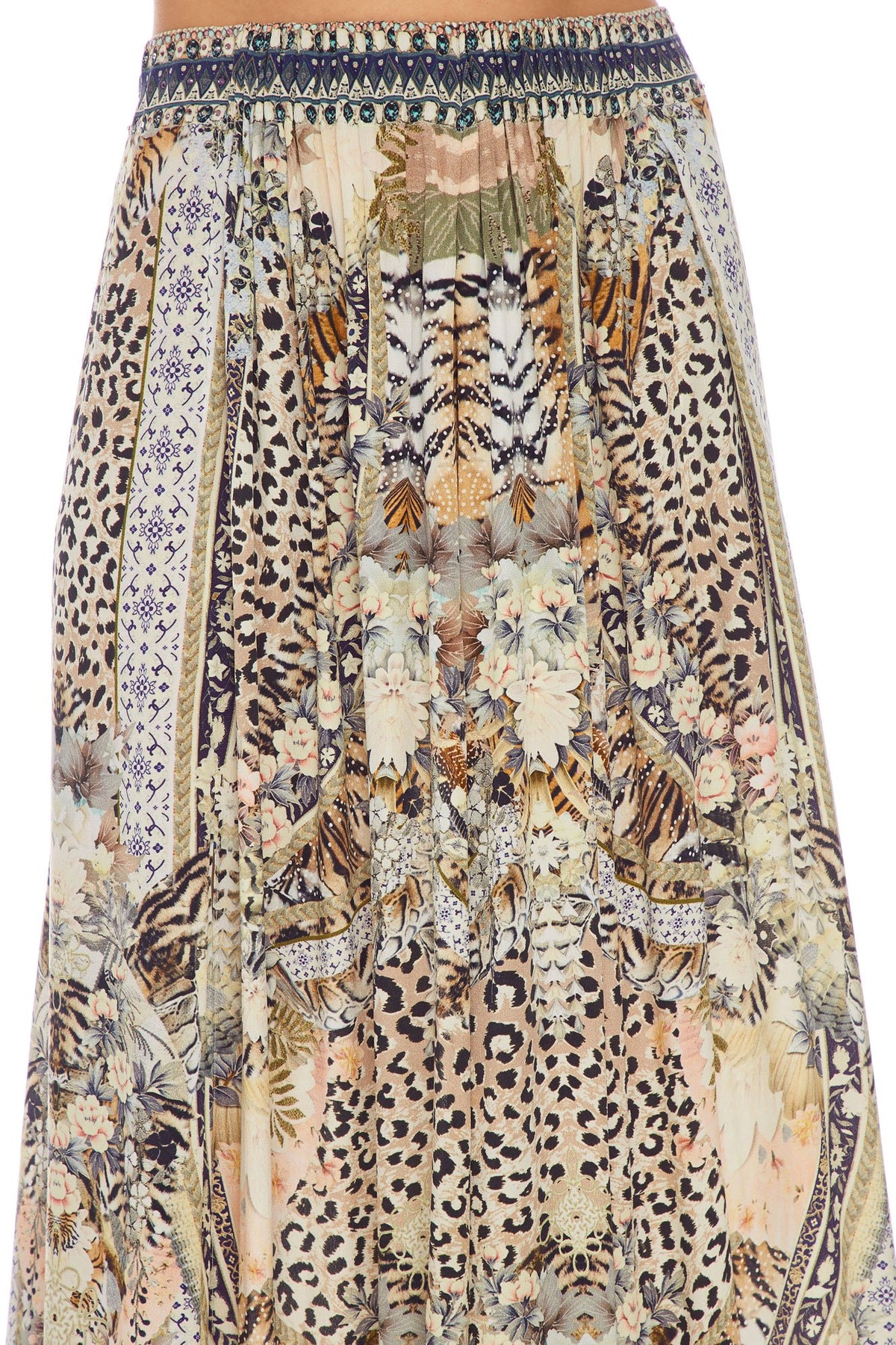 CAMILLA ELASTIC WAIST SKIRT W/ SPLITS MOTO MAIKO