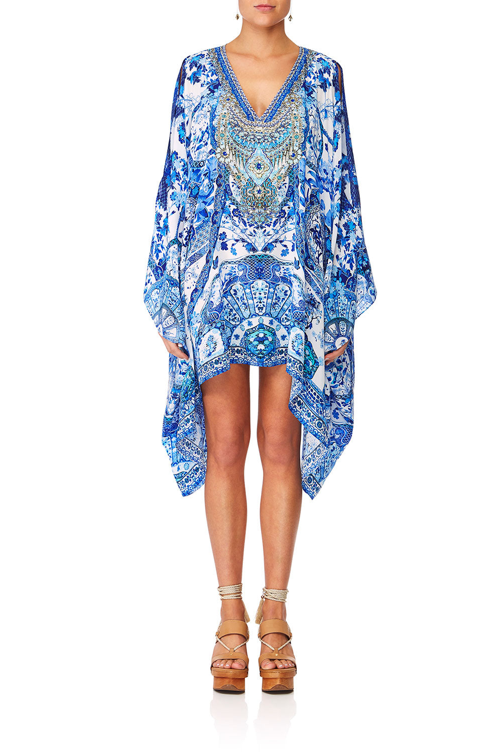 CAMILLA ETERNITYS EMPIRE FRONT SPLIT SHORT KAFTAN