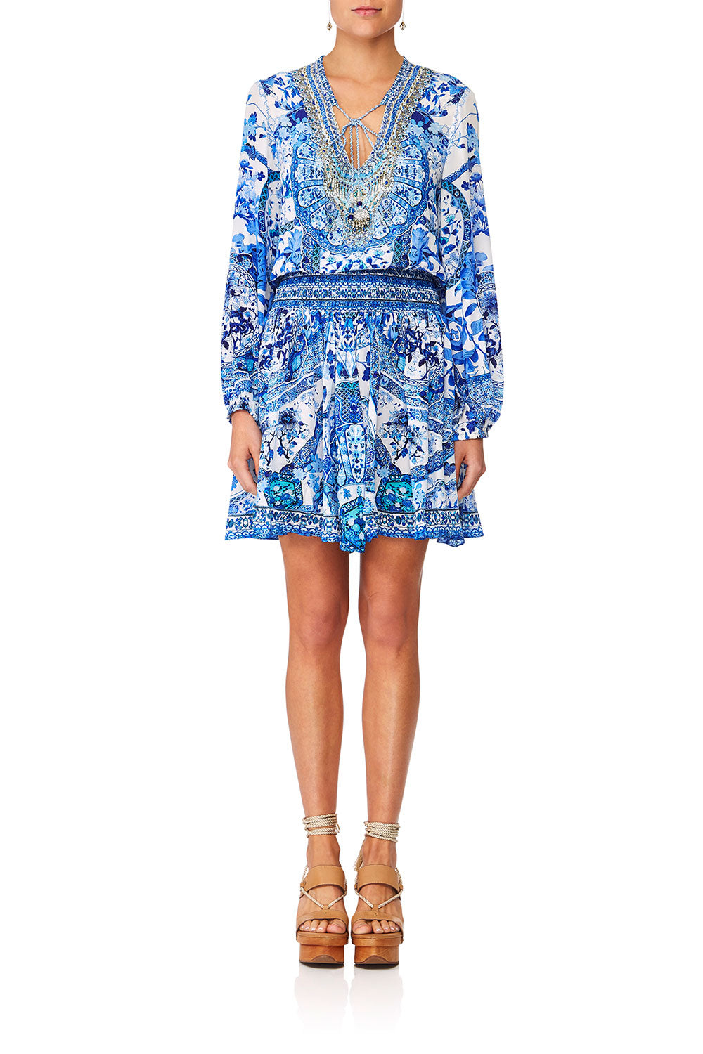 CAMILLA ETERNITYS EMPIRE SHIRRED RELAXED SHORT DRESS