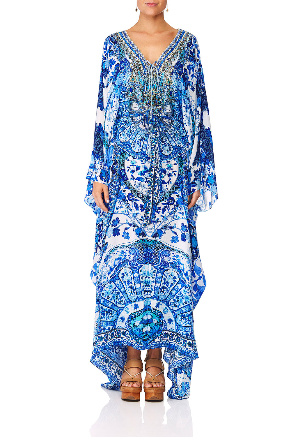 CAMILLA ETERNITYS EMPIRE SPLIT HEM LACE UP KAFTAN