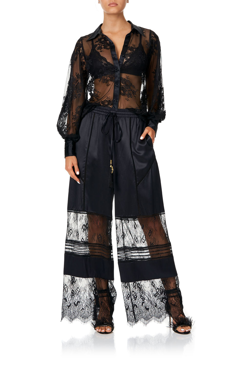 SPLIT SLEEVE BLOUSE NOIR BOUDOIR