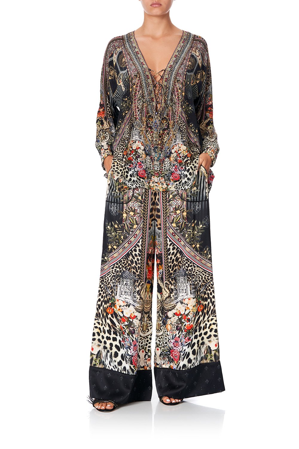 LACE UP BLOUSE MARAIS AT MIDNIGHT