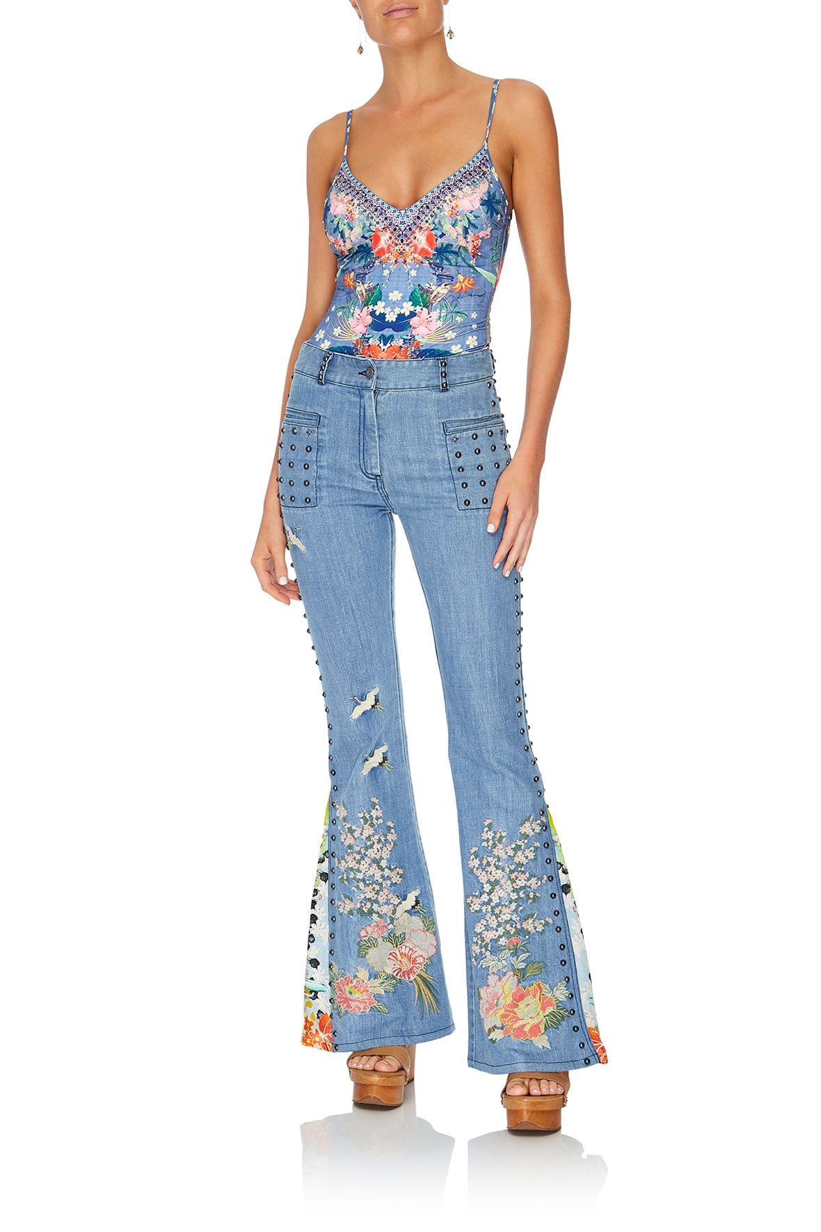 FLARED JEAN WITH CONTRAST PANEL THE STILL ABYSS