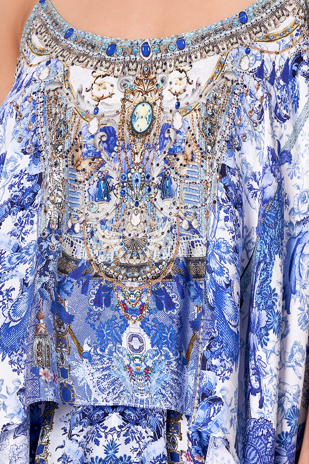 FLARED PLAYSUIT WITH OVERLAYER PAINTED PROVINCIAL