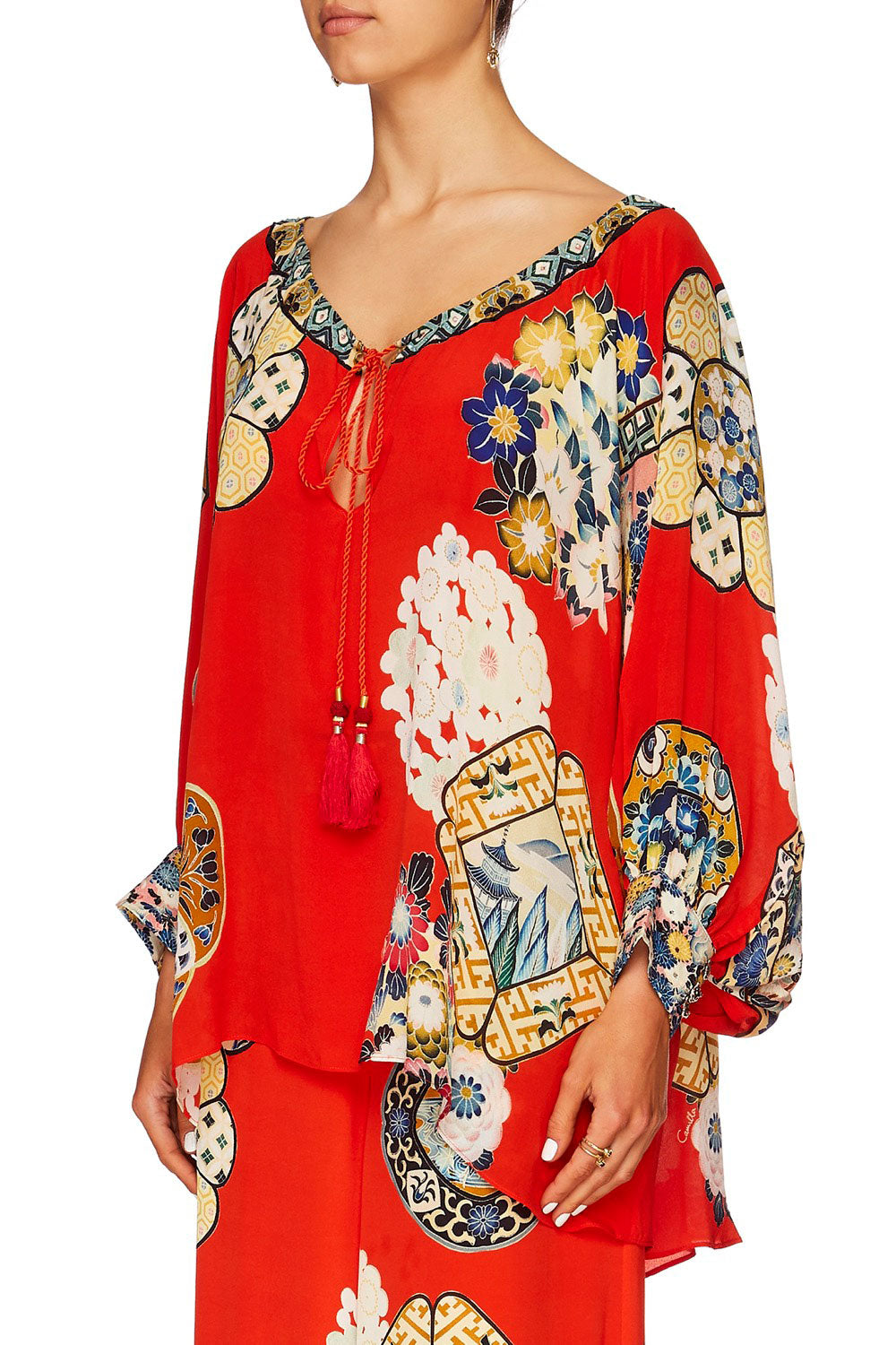 CAMILLA FOUND IN TRANSLATION RAGLAN SLEEVE BLOUSE WCUFF