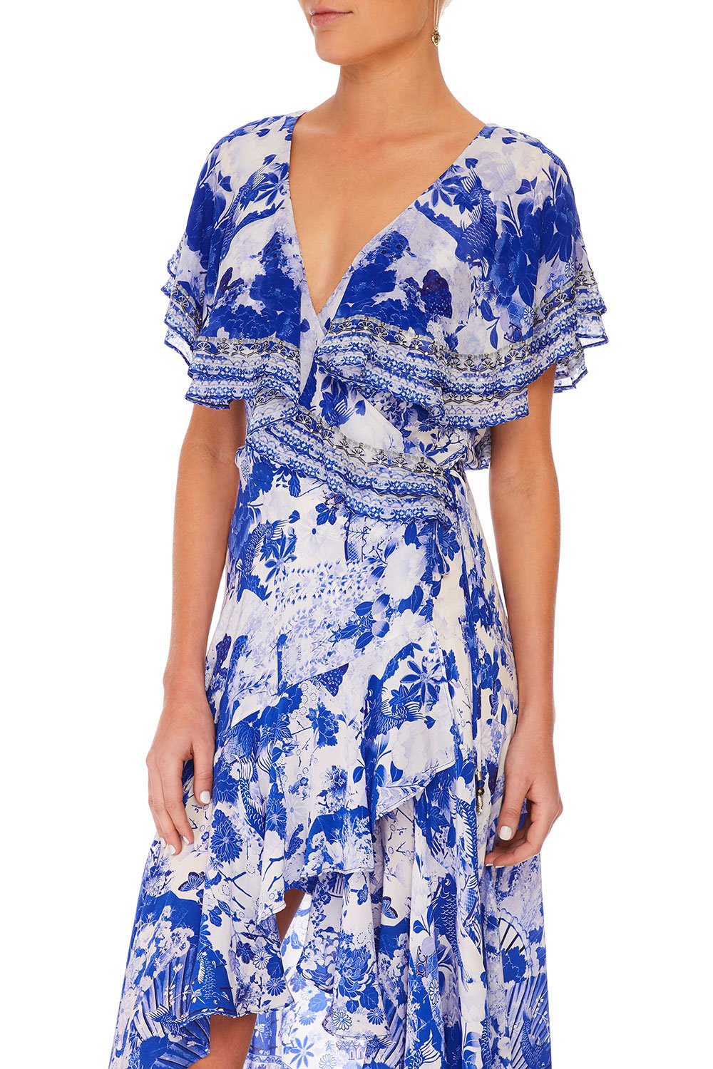 CAMILLA FRILL SLEEVE LONG DRESS THE FAN SEA