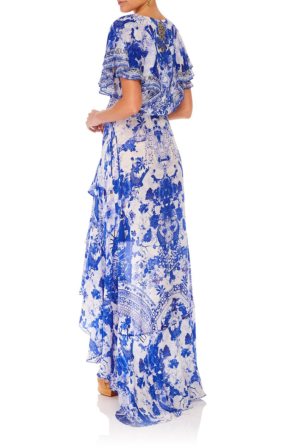 CAMILLA FRILL SLEEVE LONG DRESS THE FAN SEA