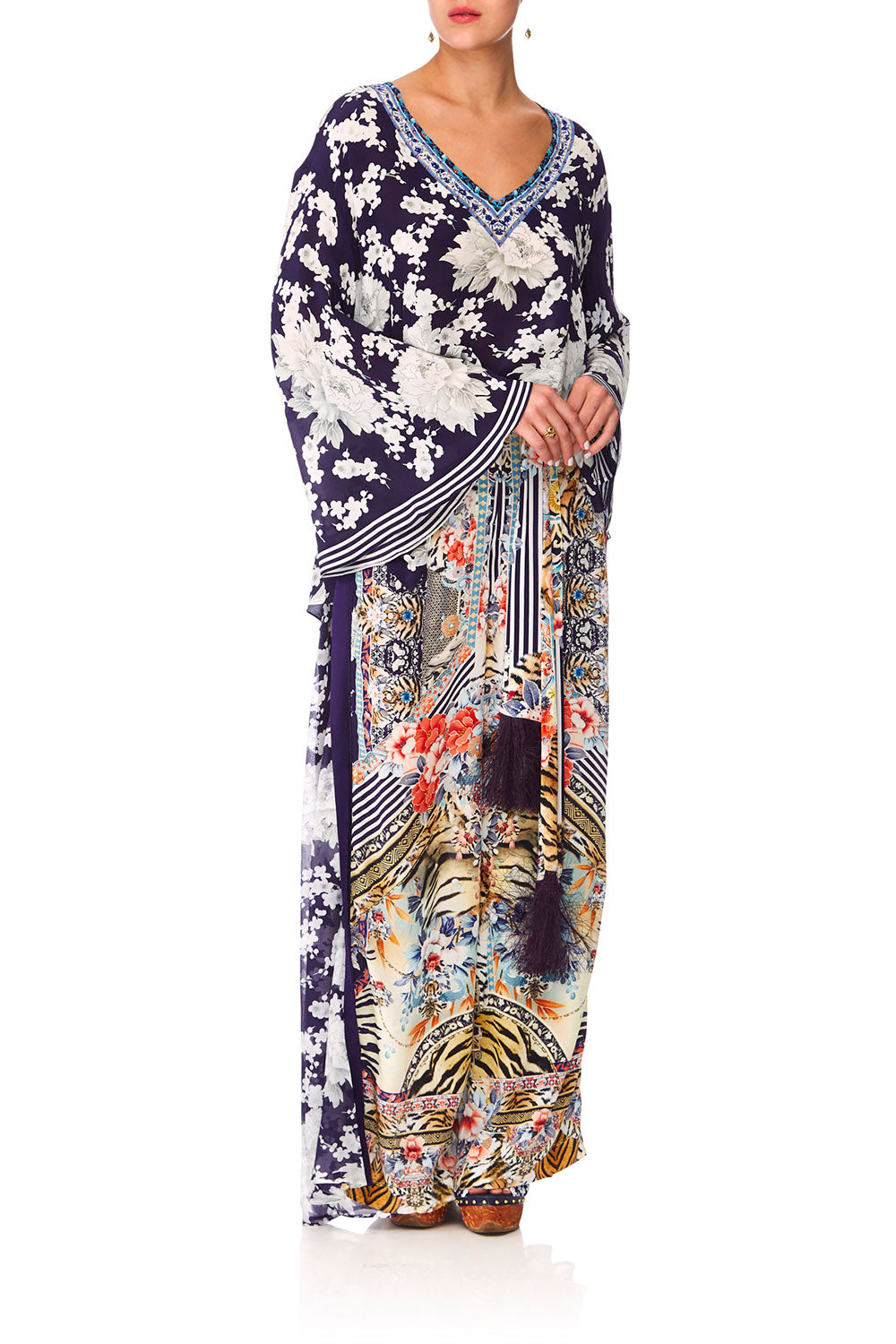 CAMILLA GINZA GANG V-NECK A-LINE BLOUSE