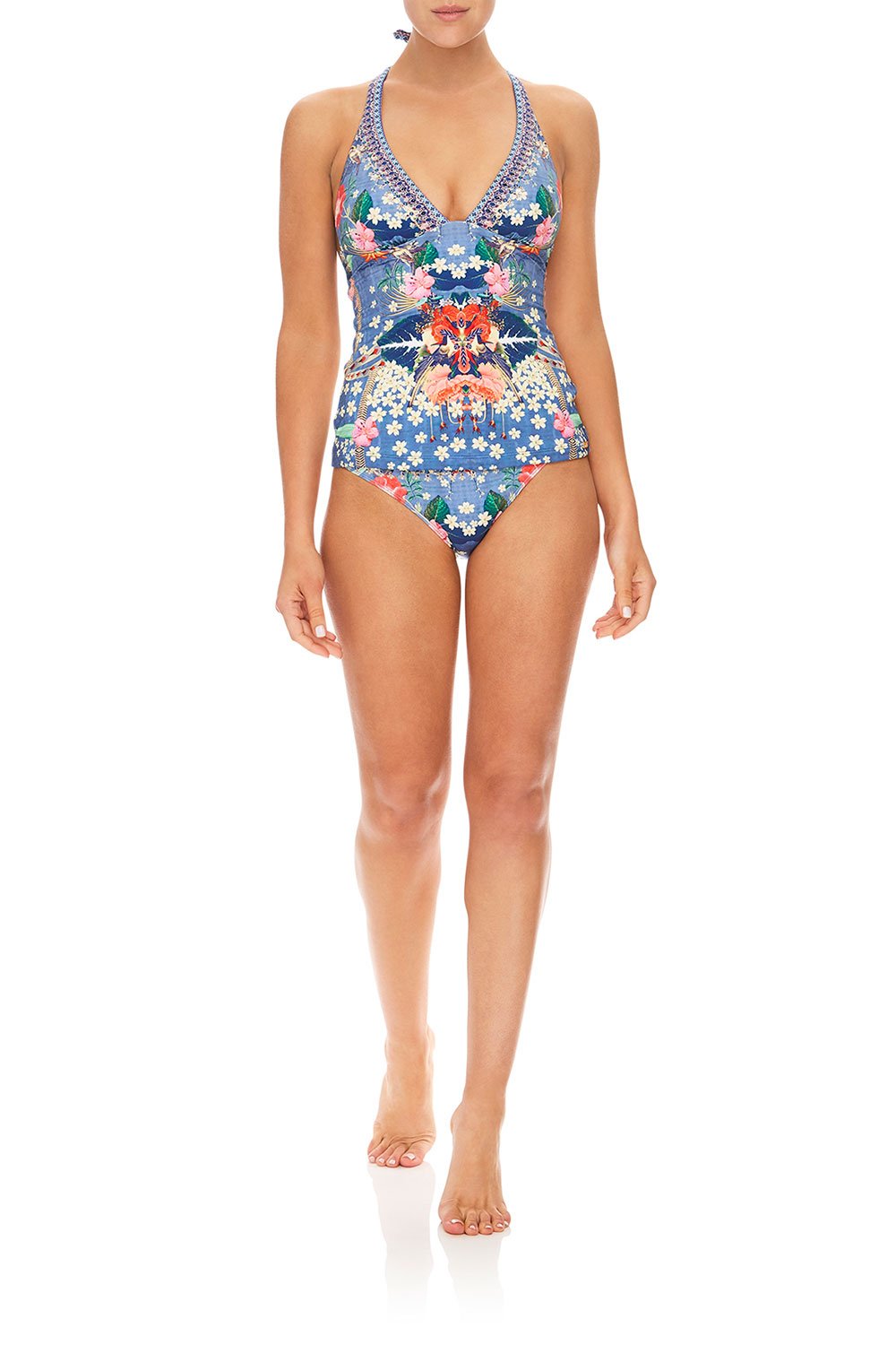 CAMILLA FARAWAY FLORALS HALTER TANKINI