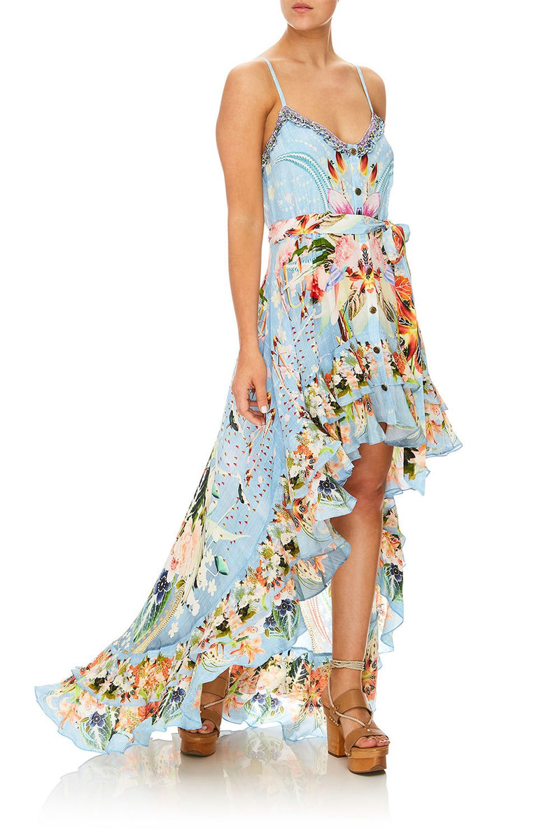 HIGH LOW BUTTON DOWN DRESS GIRL NEXT DOOR