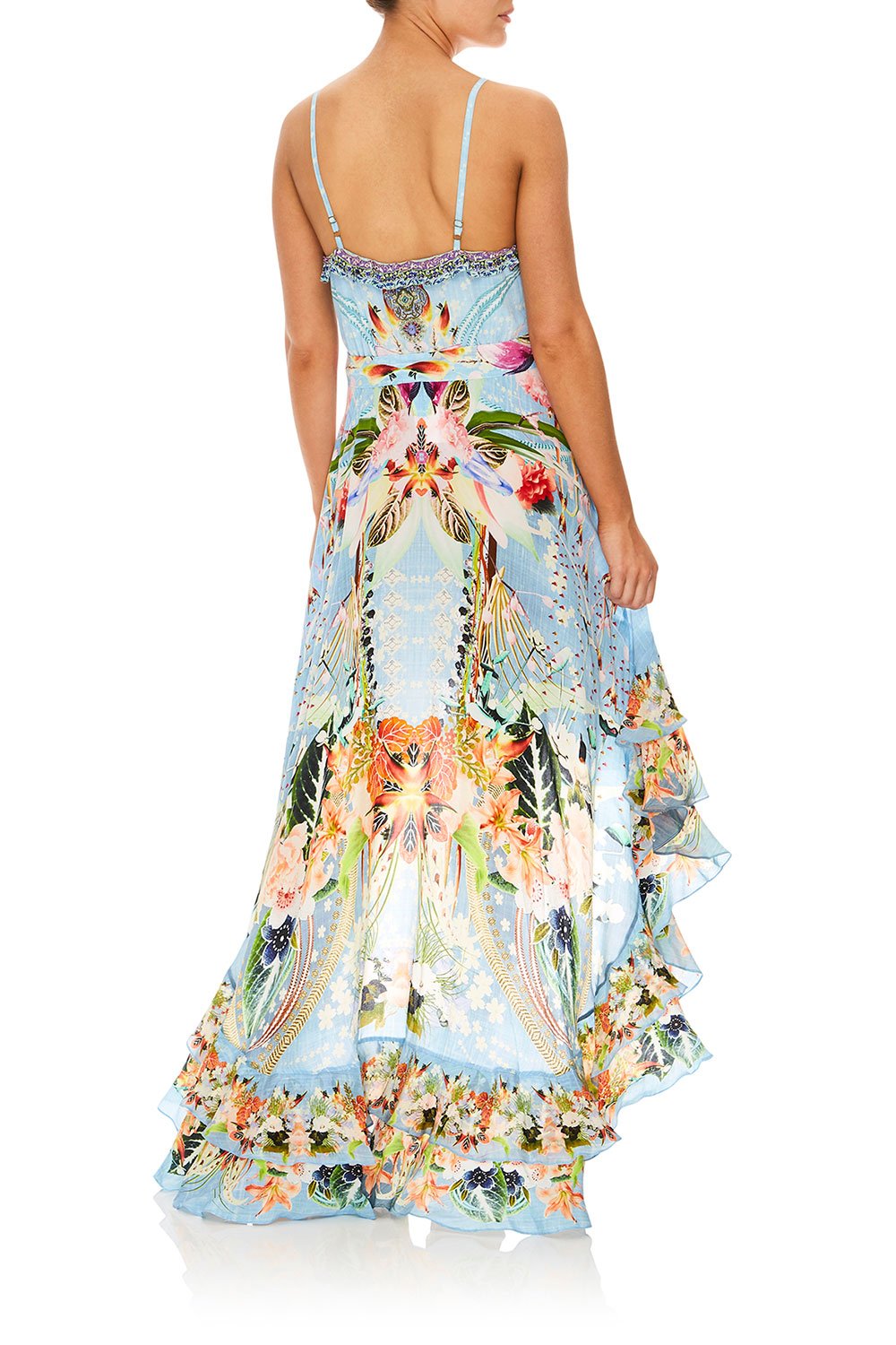 CAMILLA THE STILL ABYSS HIGH LOW BUTTON DOWN DRESS