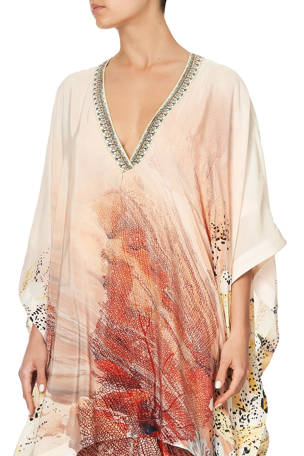 HIGH LOW HEM V NECK KAFTAN COASTAL TREASURE