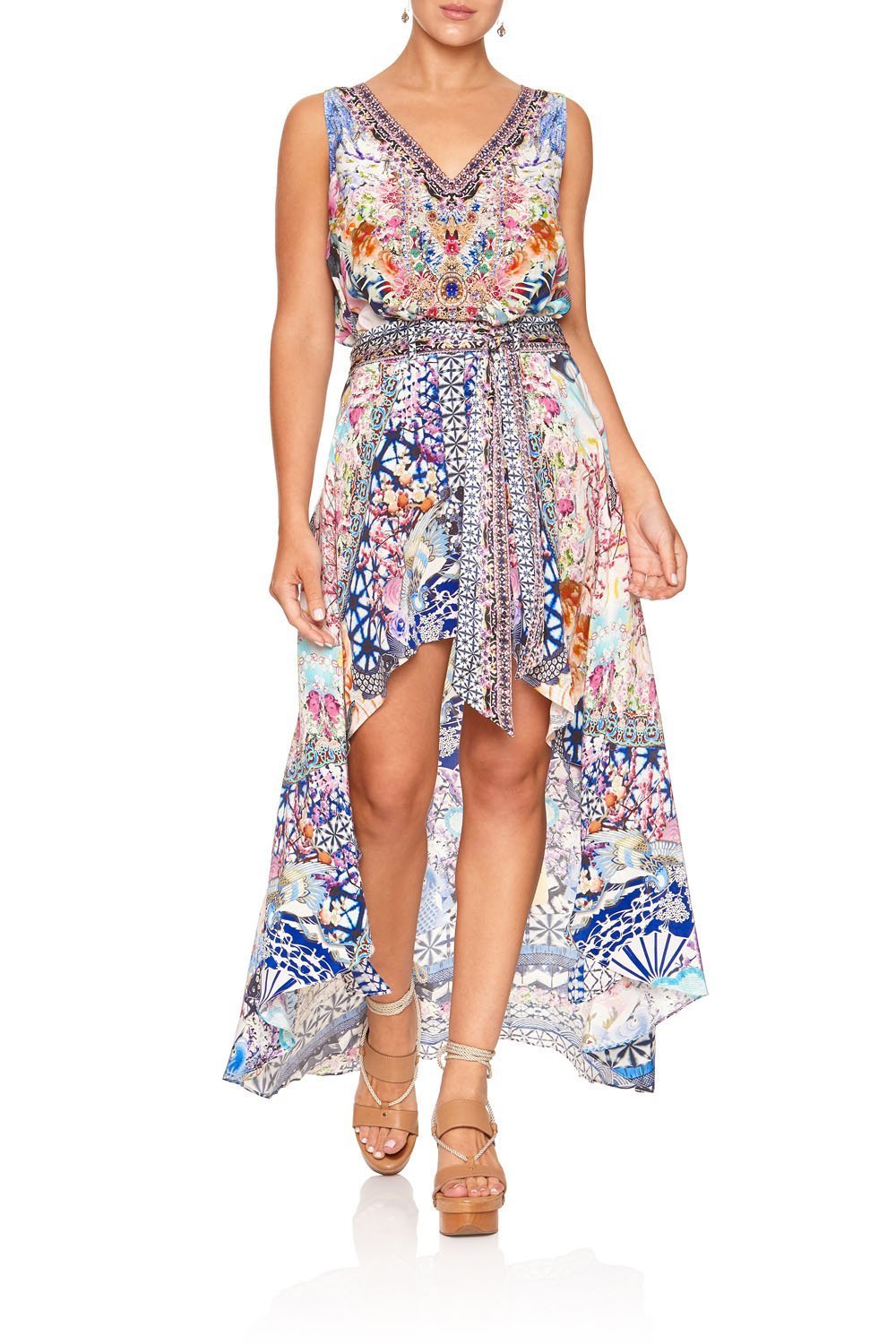 HIGH LOW SKIRT WITH WAIST TIE SHIBORI SHORES