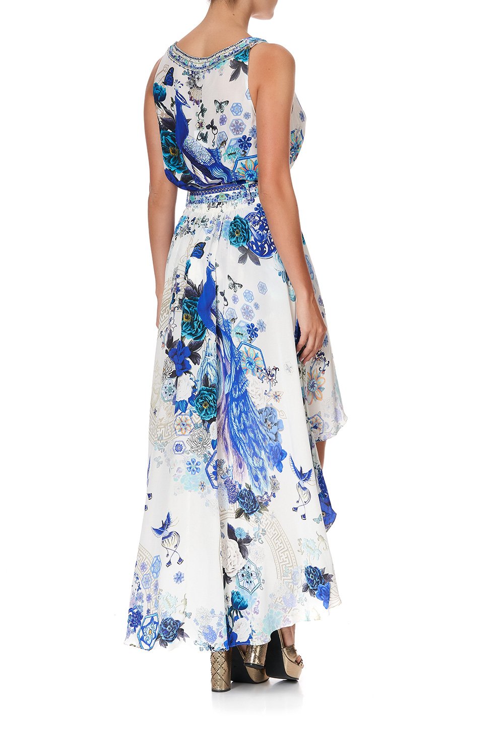 HIGH-LOW SKIRT WITH WAIST TIE WHITE SIDE OF THE MOON