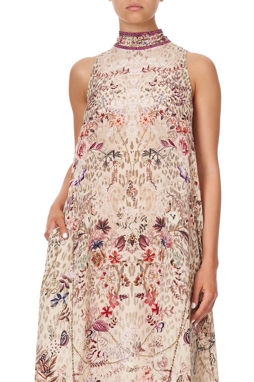 HIGH NECK DRESS WITH BACK NECK TIE DRIFTING DREAMER