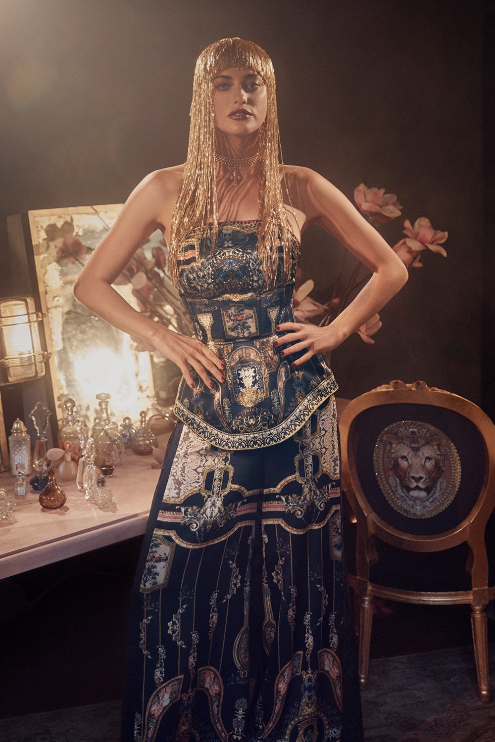 HIGH WAISTED TROUSER WITH GODET MIDNIGHT MEETING