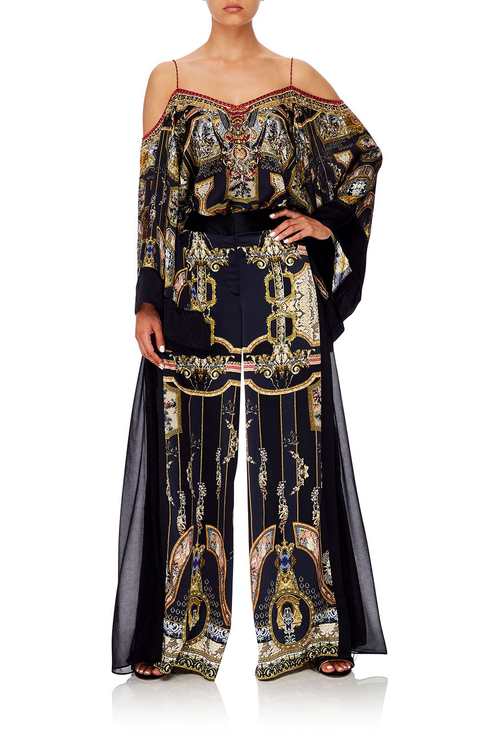 CAMILLA HIGH WAISTED TROUSER WITH GODET MIDNIGHT MEETING