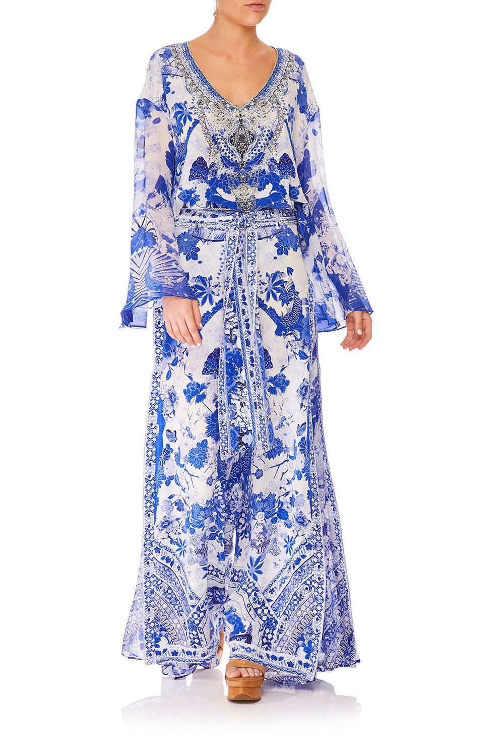 CAMILLA HIGH WAISTED TROUSER WITH GODET THE FAN SEA