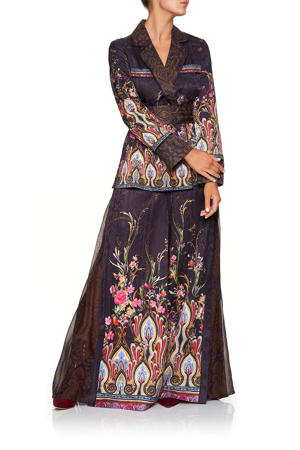 CAMILLA HIGH WAISTED TROUSER WITH GODET WILD FLOWER