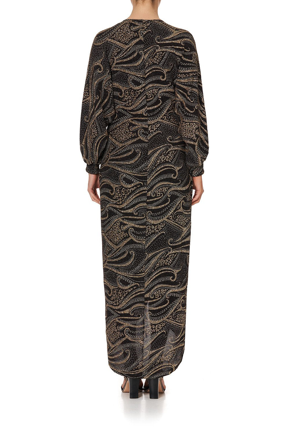 JERSEY TWIST FRONT SPLIT DRESS LUXE BLACK