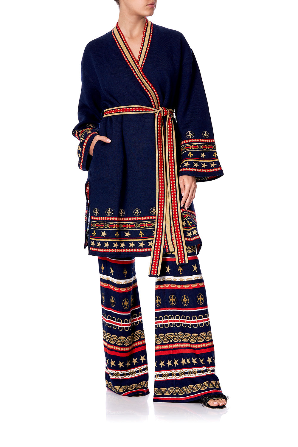 KNITTED JACKET WITH BELT COSTUME PARTY