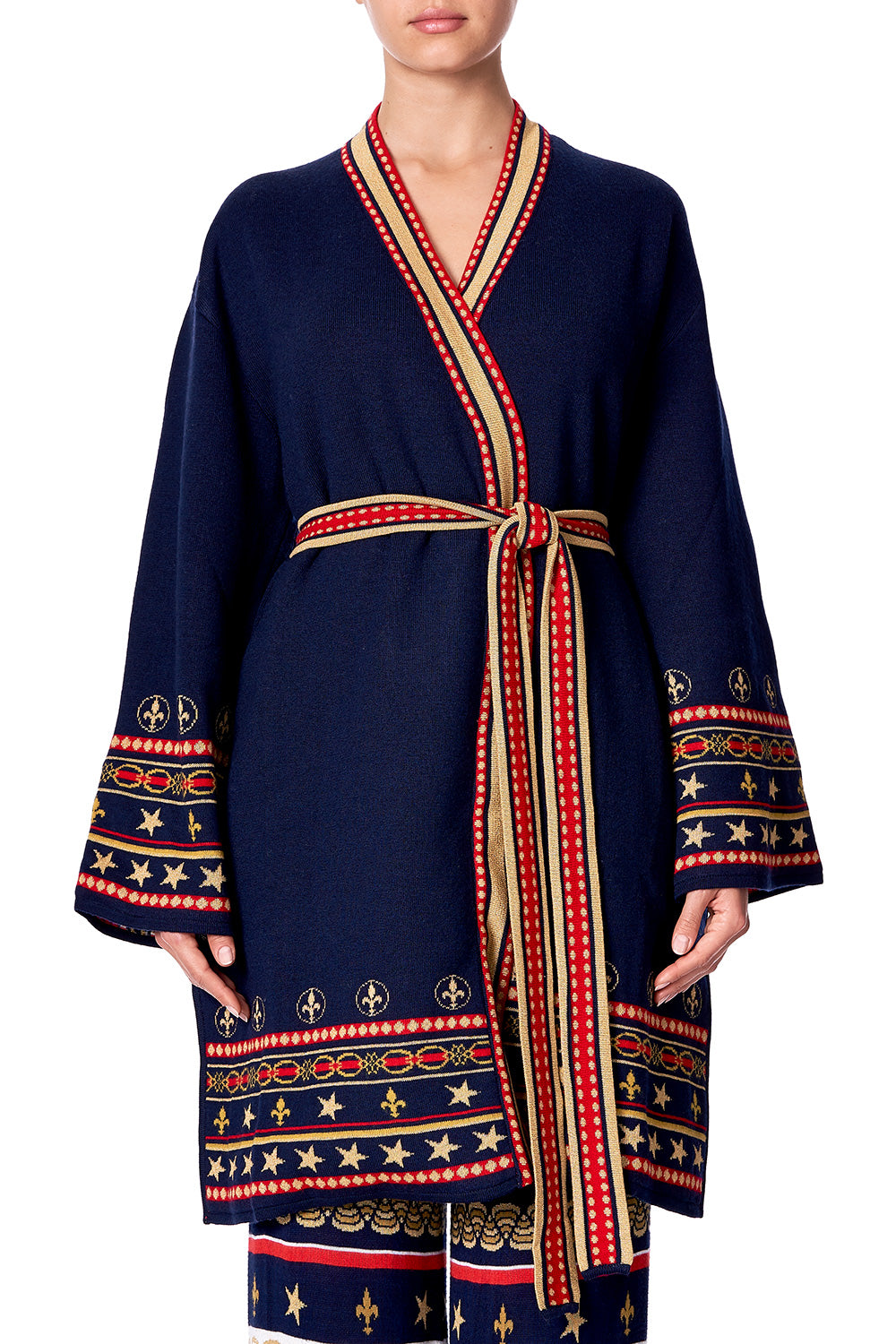 KNITTED JACKET WITH BELT COSTUME PARTY