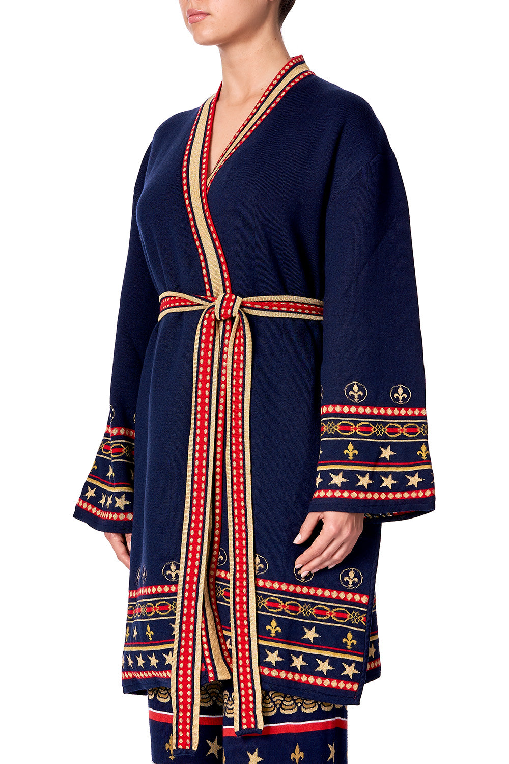 KNITTED JACKET WITH BELT COSTUME PARTY