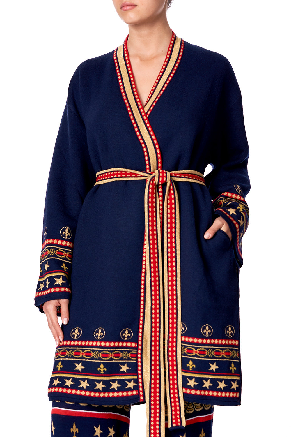 KNITTED JACKET WITH BELT COSTUME PARTY